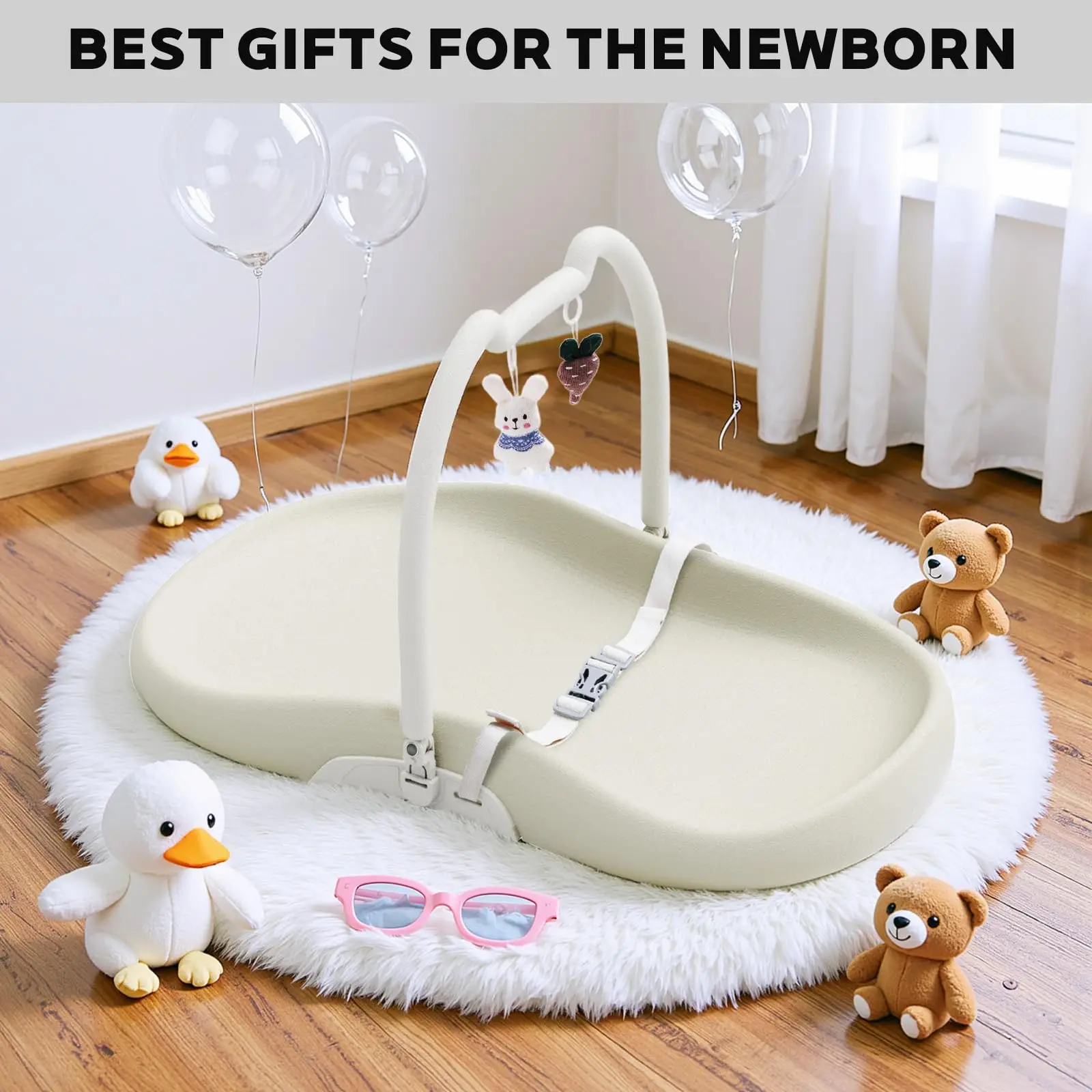 Baby Changing Mat Waterproof & Non-Slip with Washable Cover Safety Belt - Image 1