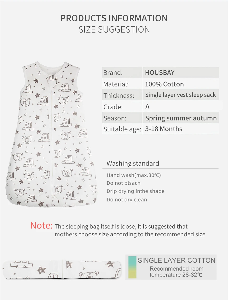 Sleeping Bags For Baby 3-18Months Summer Thin - Image 12
