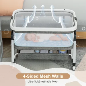 3 in 1 Bedside Sleeper with Storage Basket and Wheels - Thumbnail Image 3