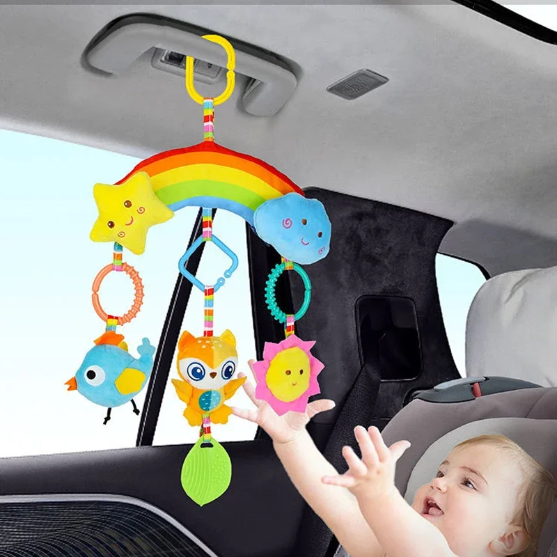 0 3 6 12 Months Rainbow Activity  Hanging Toy for Car Seat ,crib, stroller - Image 1