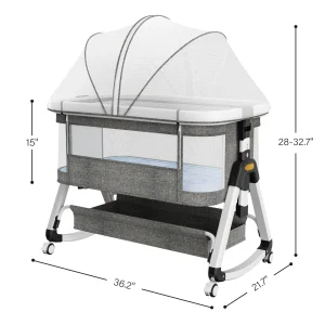 3 in 1 Bedside Sleeper with Storage Basket and Wheels - Thumbnail Image 2