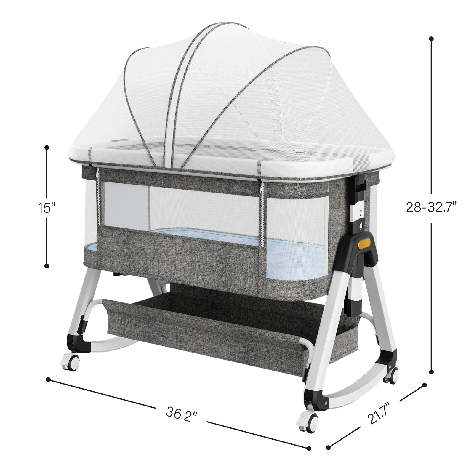 3 in 1 Bedside Sleeper with Storage Basket and Wheels - Image 2