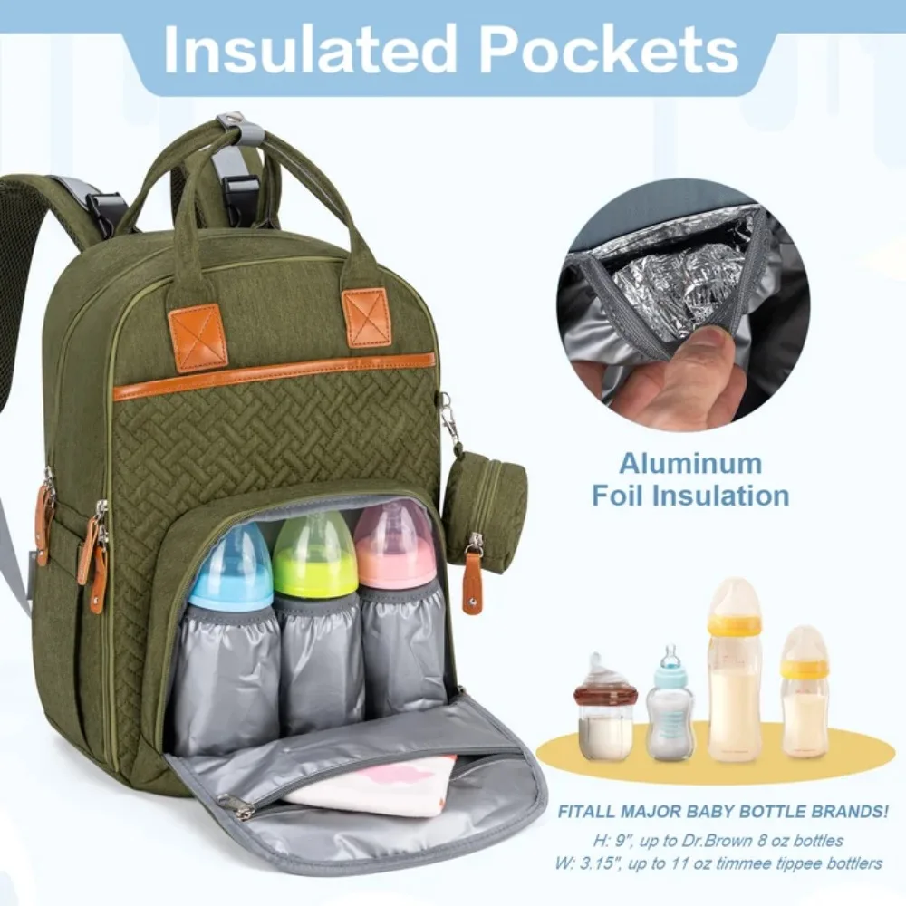 KABAQOO Diaper Bag Mommy Backpack With Changing Pad Pacifier Case, Diaper Bag - Image 2