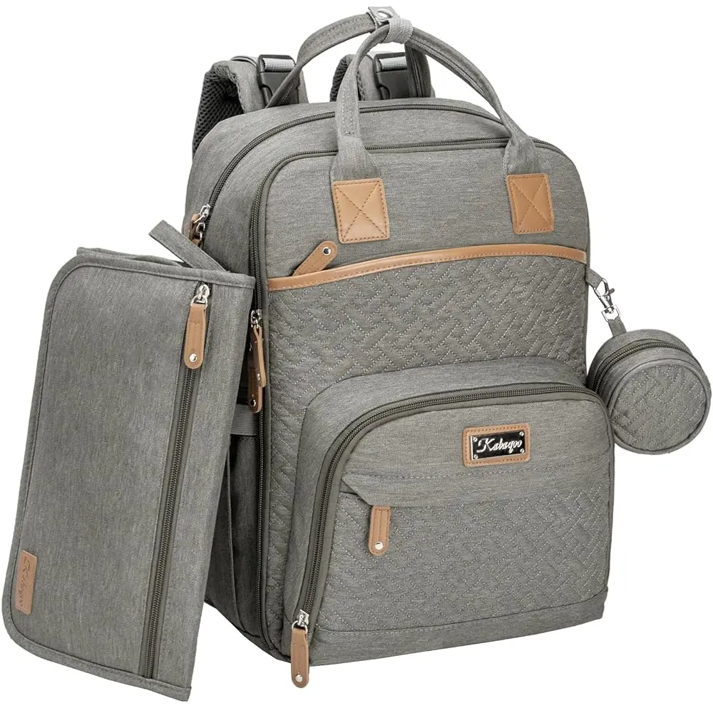 KABAQOO Diaper Bag Mommy Backpack With Changing Pad Pacifier Case, Diaper Bag - Image 8