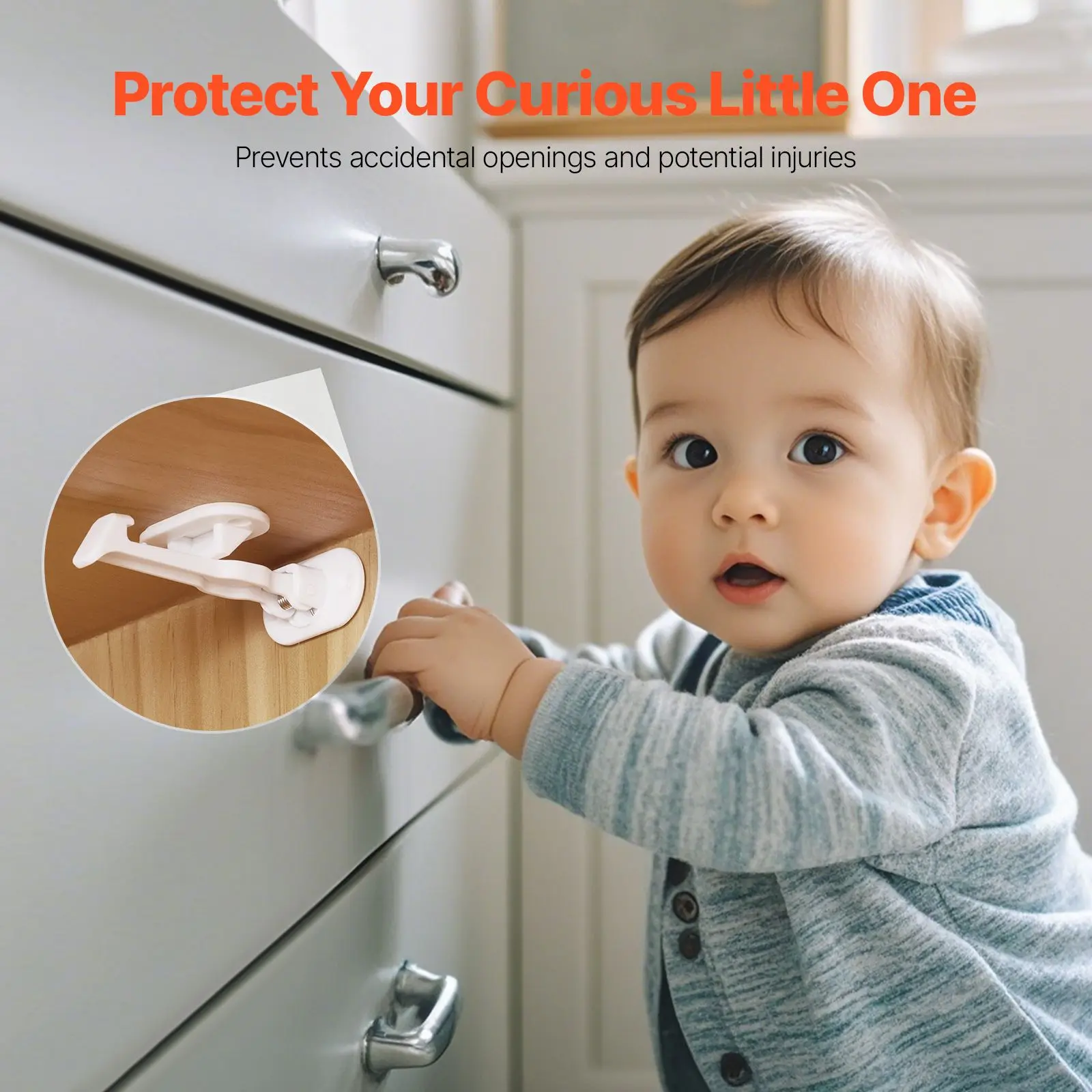Cabinet Latch Locks, 12 Pack Child Safety Cabinet Locks, Adhesive Cabinet Latch, - Image 7