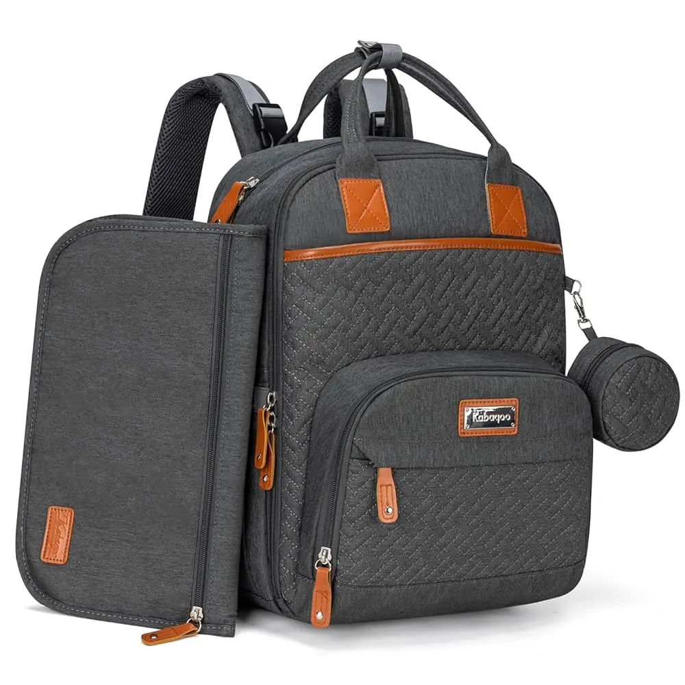 KABAQOO Diaper Bag Mommy Backpack With Changing Pad Pacifier Case, Diaper Bag - Image 7