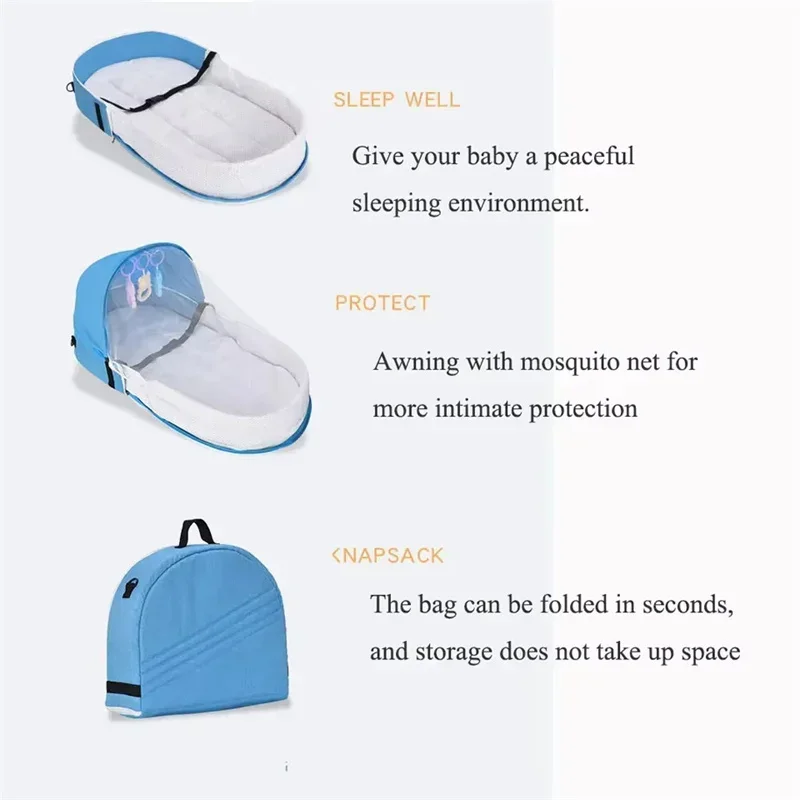 Portable Newborn Baby Bed  Travel Crib, Foldable - Image 3