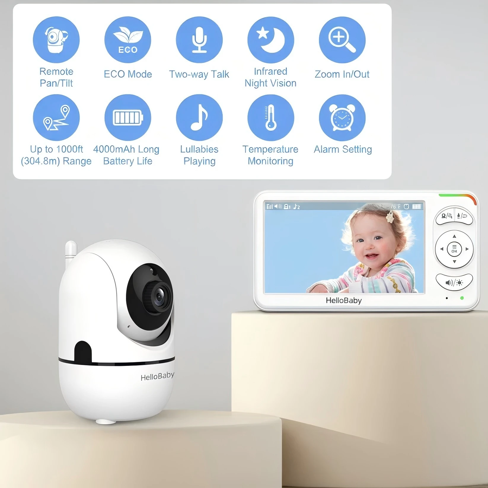 HelloBaby  Baby Monitor,  2x Digital Zoom - Image 7