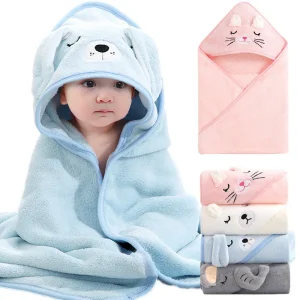 Animal Baby Bath Towels Soft Newborn Hooded Towel - Thumbnail Image 2