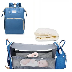 3 In 1 Diaper Bag Backpack Foldable Baby Bed Waterproof Travel Bag with USB Charge - Thumbnail Image 9