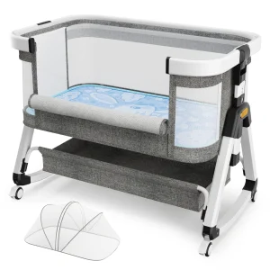 3 in 1 Bedside Sleeper with Storage Basket and Wheels