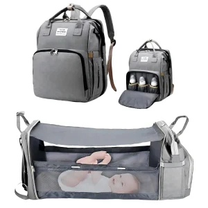 3 In 1 Diaper Bag Backpack Foldable Baby Bed Waterproof Travel Bag with USB Charge - Thumbnail Image 12