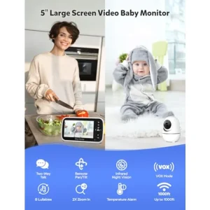 Baby monitor for nursery use, split screen with dual cameras - Thumbnail Image 4