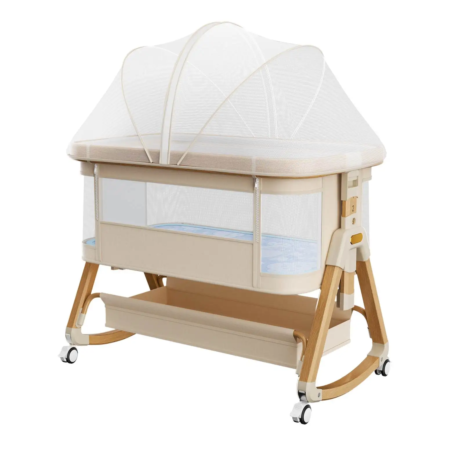 3 in 1 Bedside Sleeper with Storage Basket and Wheels - Image 12
