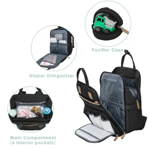 KABAQOO Diaper Bag Mommy Backpack With Changing Pad Pacifier Case, Diaper Bag - Thumbnail Image 3