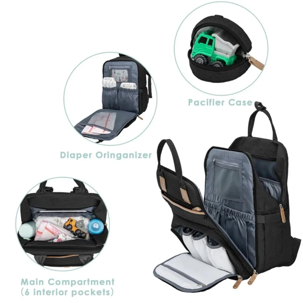 KABAQOO Diaper Bag Mommy Backpack With Changing Pad Pacifier Case, Diaper Bag - Image 3