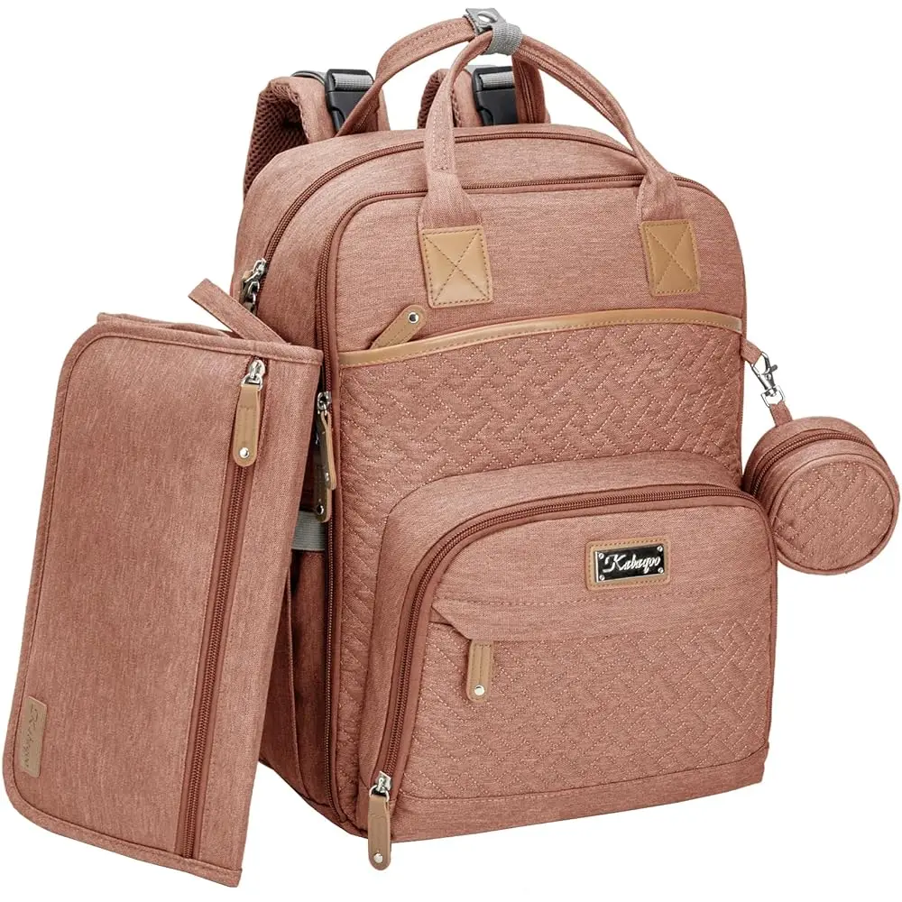 KABAQOO Diaper Bag Mommy Backpack With Changing Pad Pacifier Case, Diaper Bag - Image 5