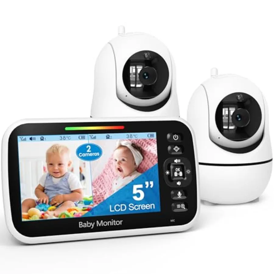 Baby monitor for nursery use, split screen with dual cameras - Image 1
