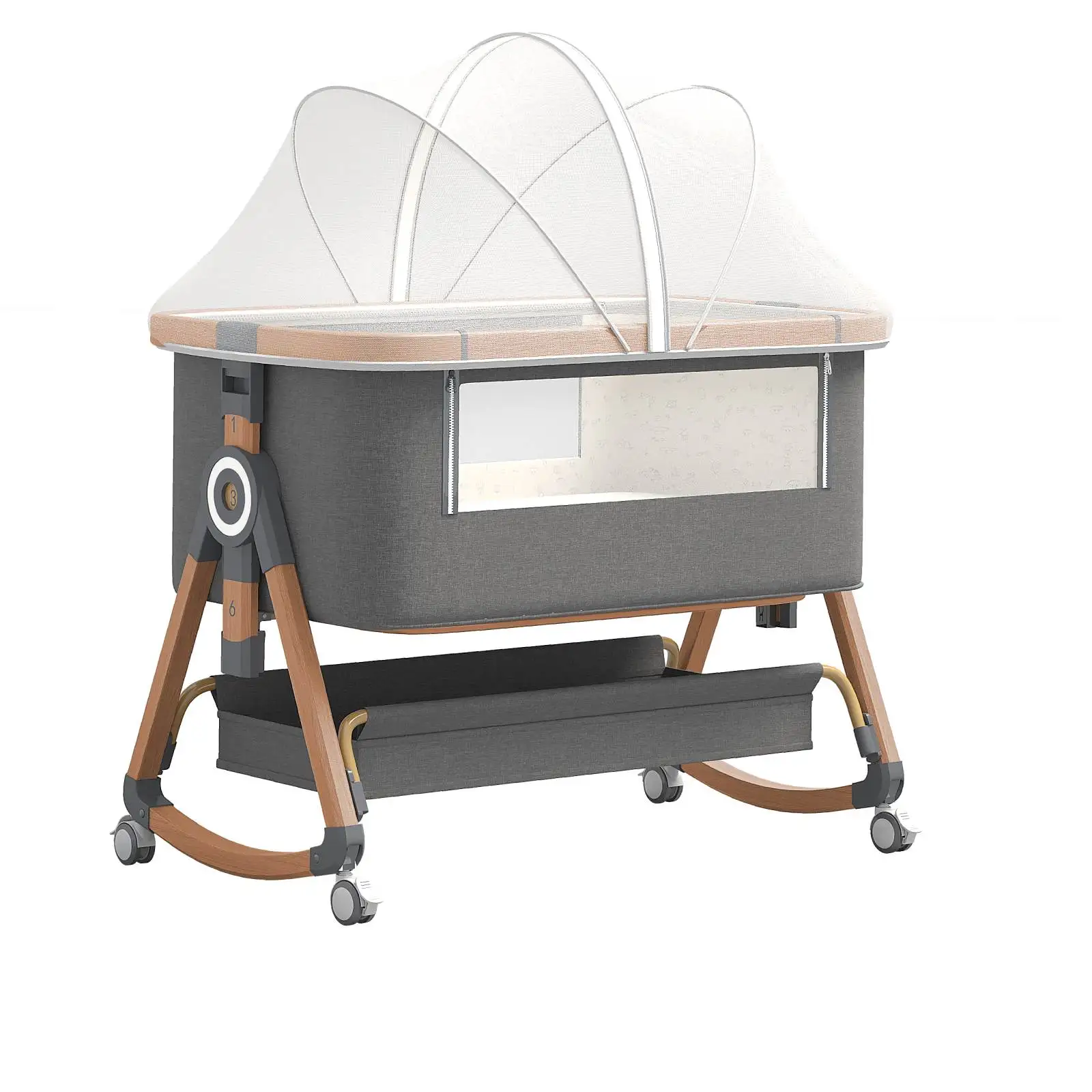 3 in 1 Bedside Sleeper with Storage Basket and Wheels - Image 10
