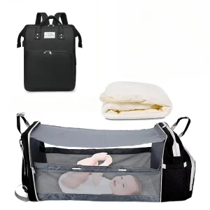 3 In 1 Diaper Bag Backpack Foldable Baby Bed Waterproof Travel Bag with USB Charge - Thumbnail Image 7