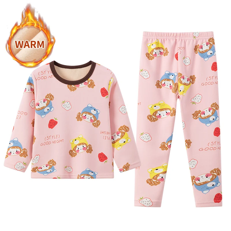 2-Piece Winter Plus Velvet, Long-Sleeved pajamas for Boys & Girls - Image 8