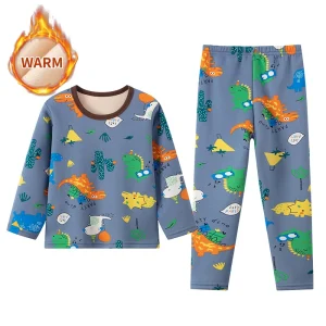 2-Piece Winter Plus Velvet, Long-Sleeved pajamas for Boys & Girls - Thumbnail Image 2