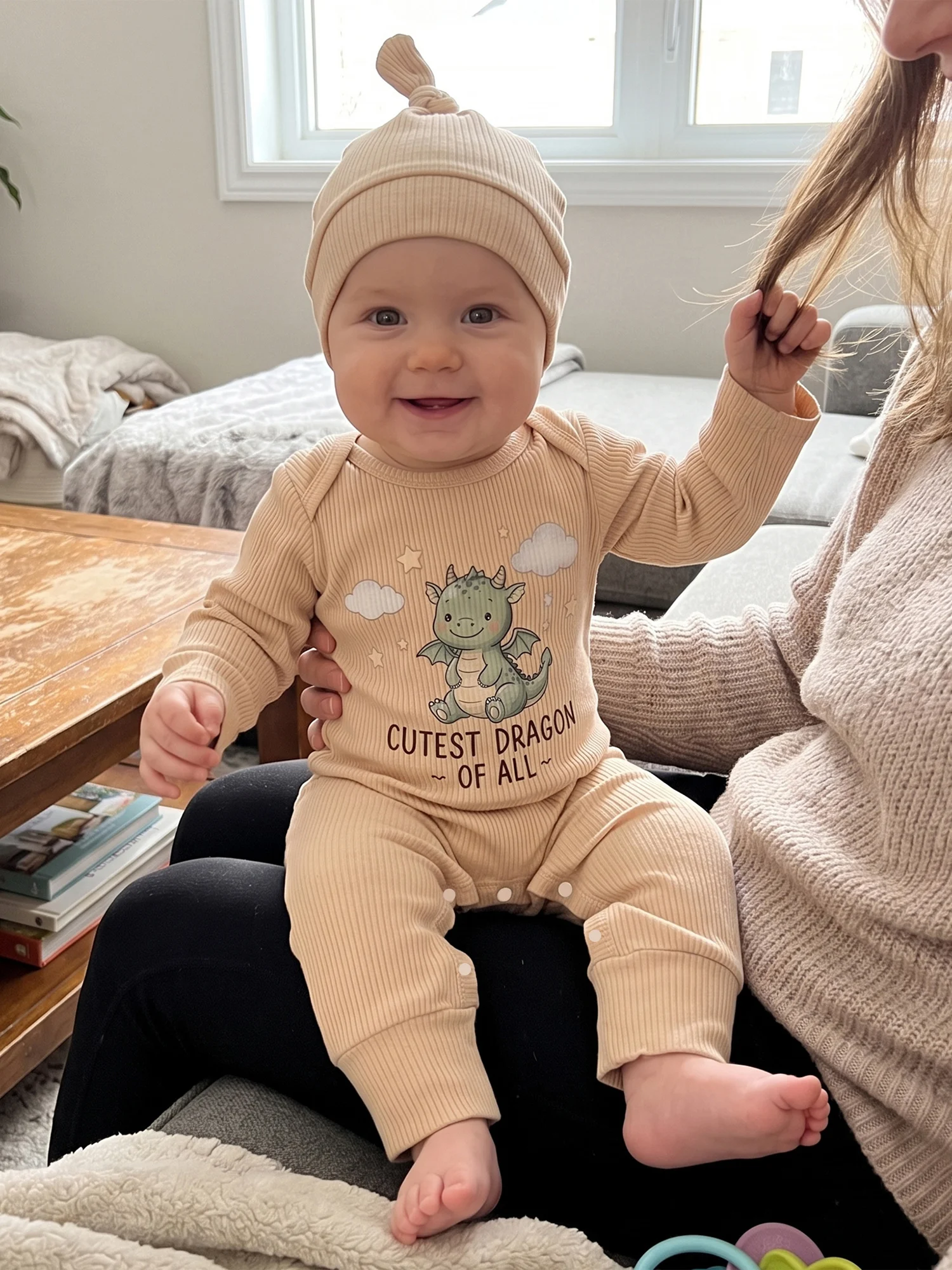Crew Baby Long-Sleeve-Romper Set with Hat - Image 1