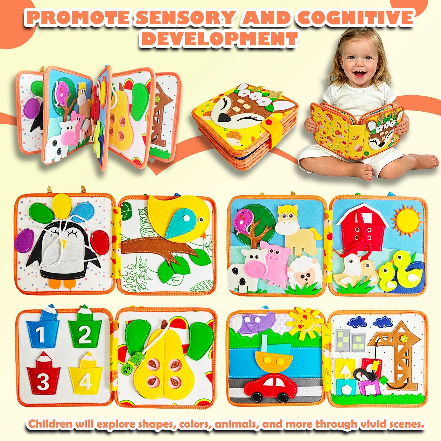 Early Education Intelligence Felt Learning Board,, Life skills cloth Book - Image 12
