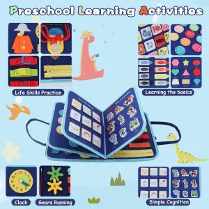 Dinosaur Felt Quiet Busy Board for Toddlers, Life Skill Activity Book. Educational - Thumbnail Image 8