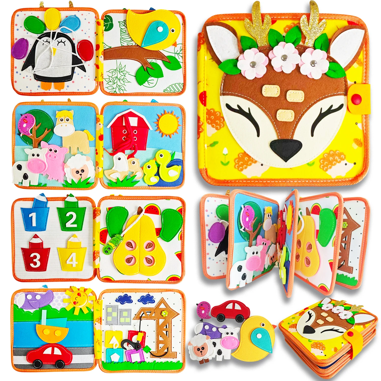 Early Education Intelligence Felt Learning Board,, Life skills cloth Book - Image 1