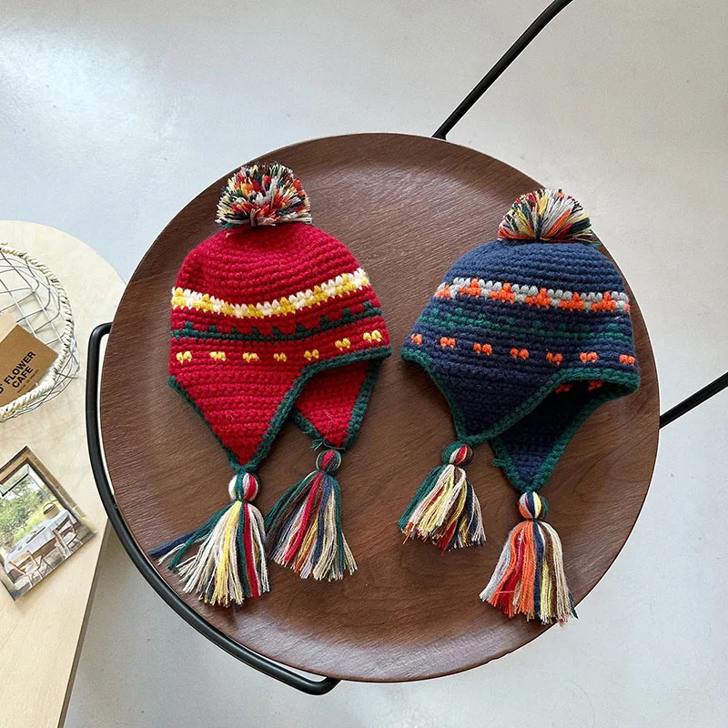 Winter  Children's Knitted Hats girls and boys, with Ear Protection - Image 7