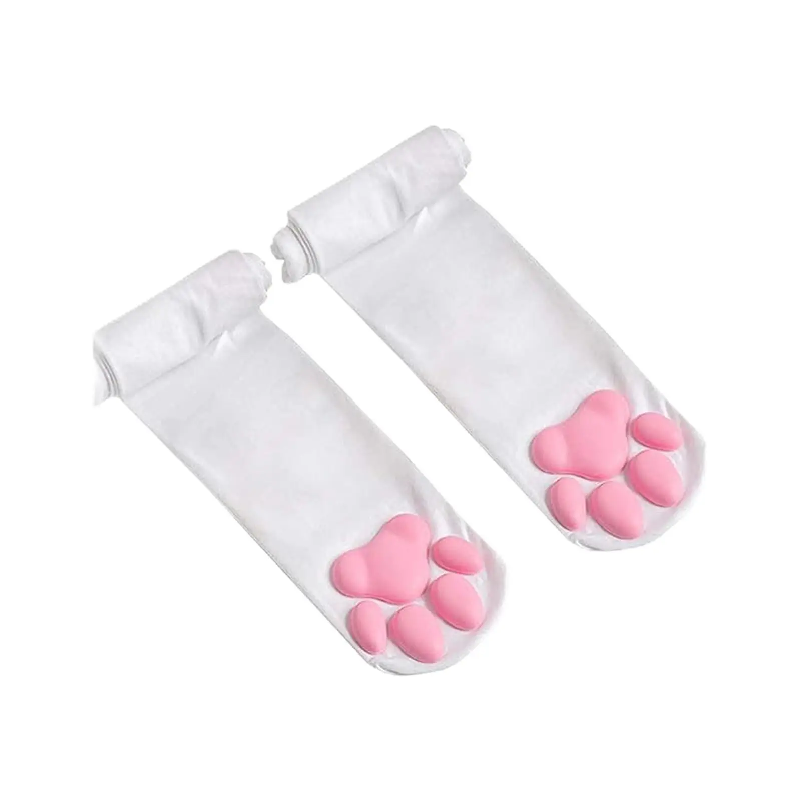 1 Pair 3D Cat Paw Pad Knee High Socks, For Girls - Image 7
