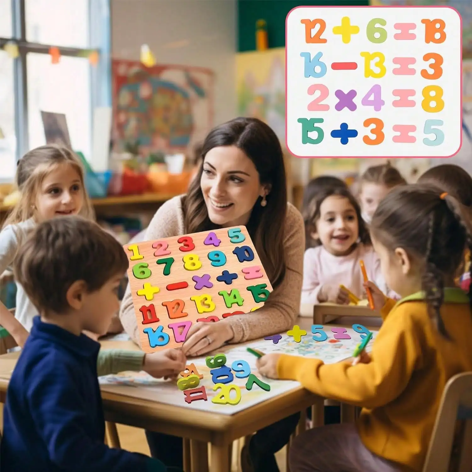 Kids Alphabetic, Arithmetic, Numbers,, Geometric Shapes, Wooden Puzzles for Preschoolers - Image 5