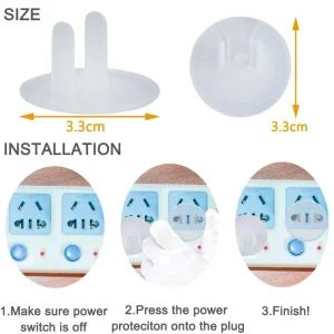 Clear Pull Tab Outlet Safety Plugs Childproof Electrical Socket Covers - Thumbnail Image 7