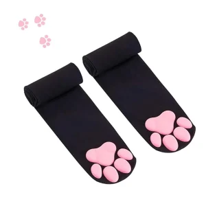 1 Pair 3D Cat Paw Pad Knee High Socks, For Girls - Thumbnail Image 6