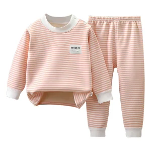 Warm Fleece Lined  Boys/ Girls Striped Set Pajamas - Thumbnail Image 6
