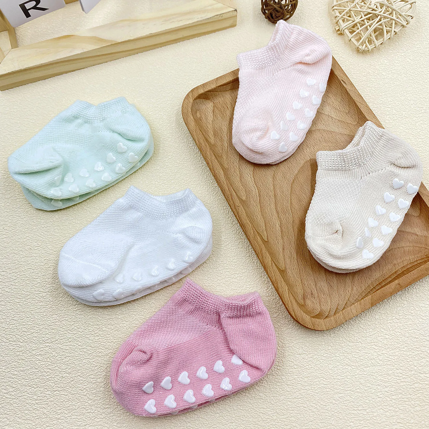 5 pairs of baby love glue anti slip socks, - Image 8