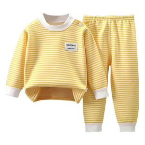 Warm Fleece Lined  Boys/ Girls Striped Set Pajamas - Thumbnail Image 5