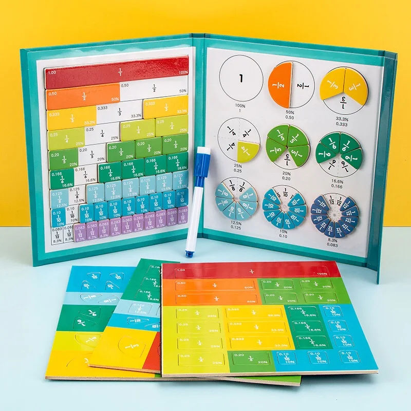 Magnetic Fraction Learning, Wooden Fraction Book - Image 1