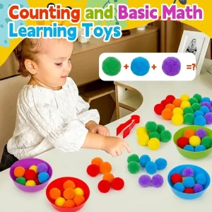 30-68PCS Kids Sorting Counting Toys Rainbow Classification Bowls & Tweezers - Thumbnail Image 13