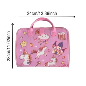 Pink Unicorn Felt Activity Quiet Book, Toddler Basic Life Skill Busy Board, Educational - Thumbnail Image 2