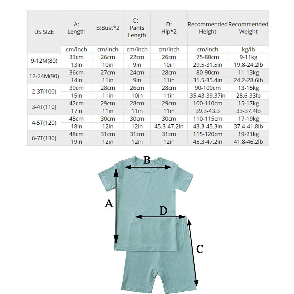 2026 Bamboo Fiber Toddler Kids Pajama Sets For 9M-7T Boy/ Girl - Image 6