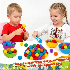 30-68PCS Kids Sorting Counting Toys Rainbow Classification Bowls & Tweezers