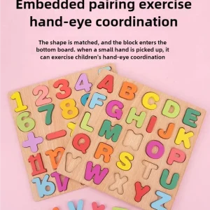 Kids Alphabetic, Arithmetic, Numbers,, Geometric Shapes, Wooden Puzzles for Preschoolers - Thumbnail Image 15
