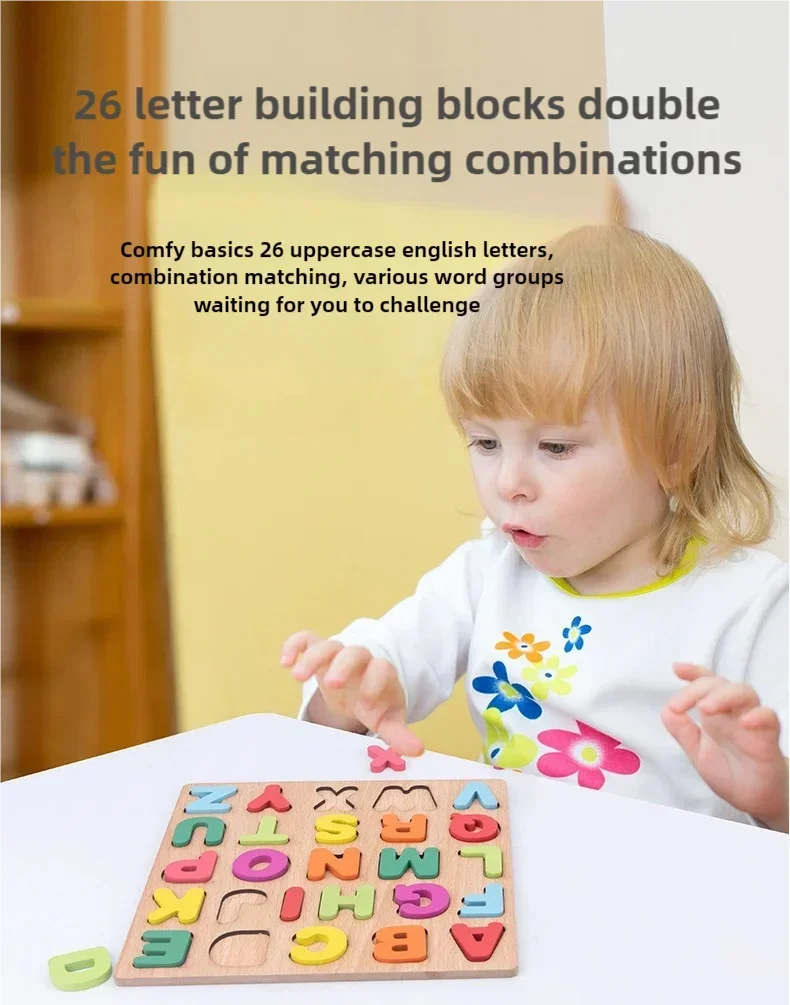 Kids Alphabetic, Arithmetic, Numbers,, Geometric Shapes, Wooden Puzzles for Preschoolers - Image 12