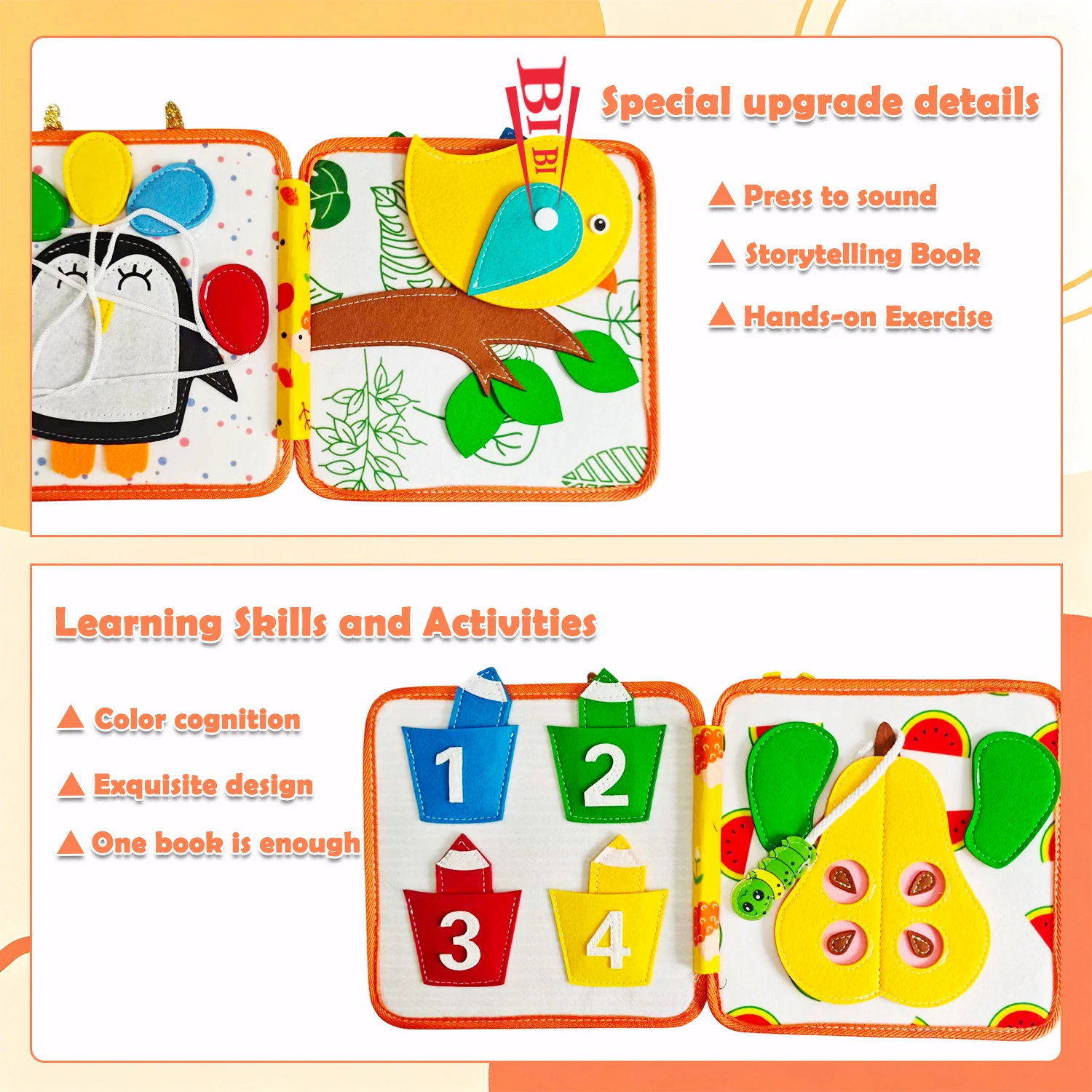 Early Education Intelligence Felt Learning Board,, Life skills cloth Book - Image 6