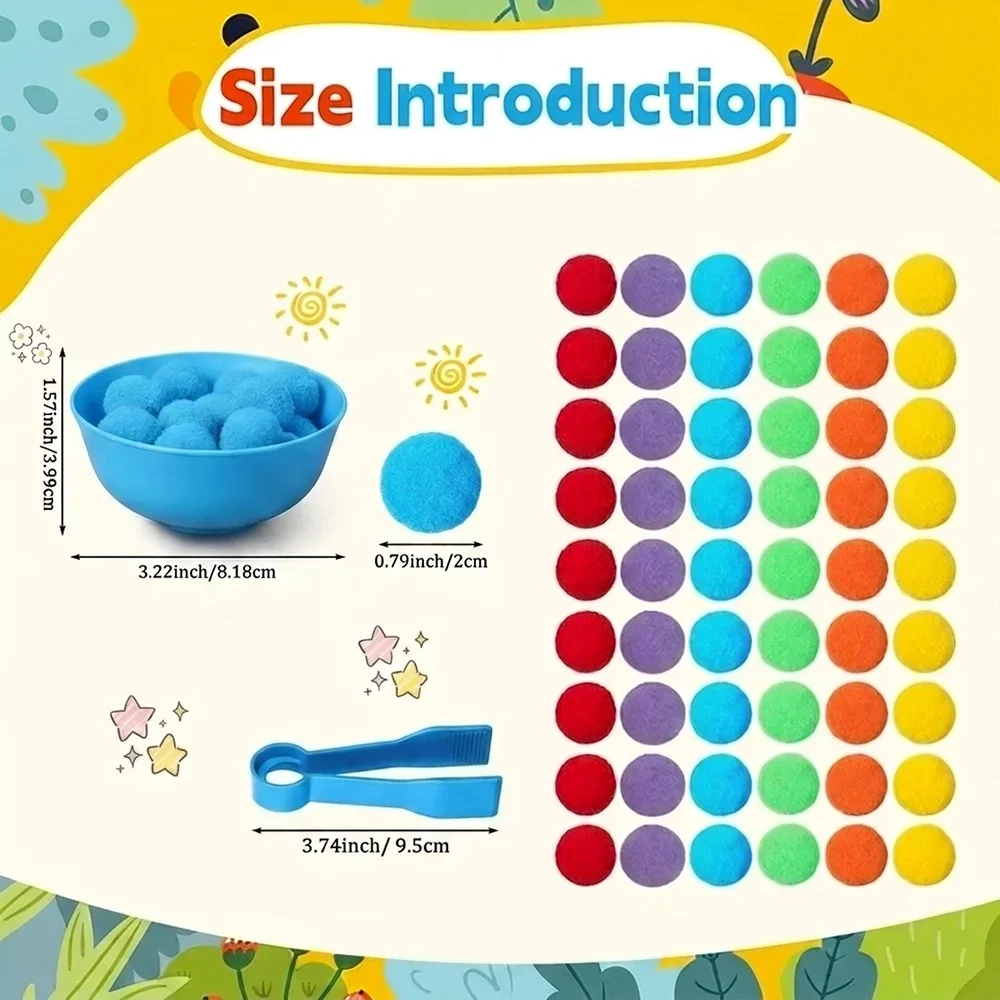 30-68PCS Kids Sorting Counting Toys Rainbow Classification Bowls & Tweezers - Image 12