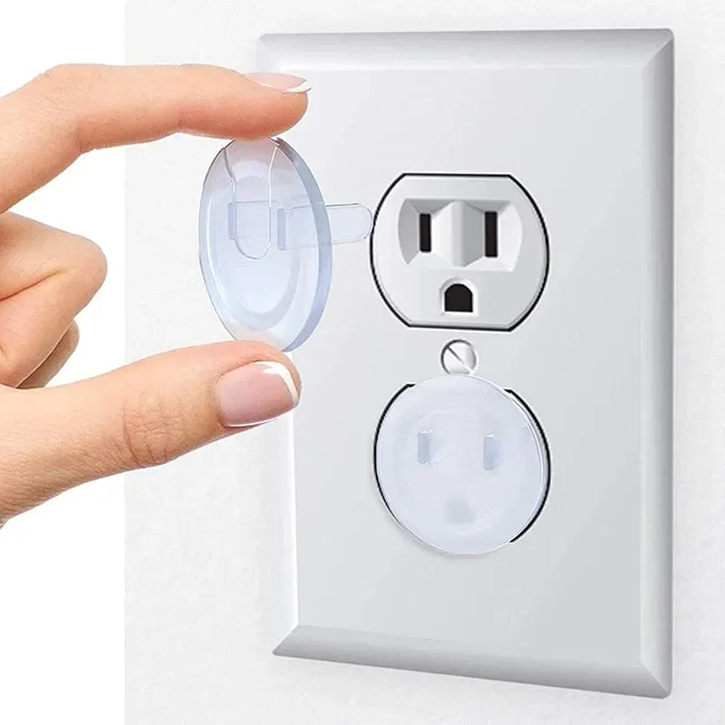 Clear Pull Tab Outlet Safety Plugs Childproof Electrical Socket Covers - Image 1