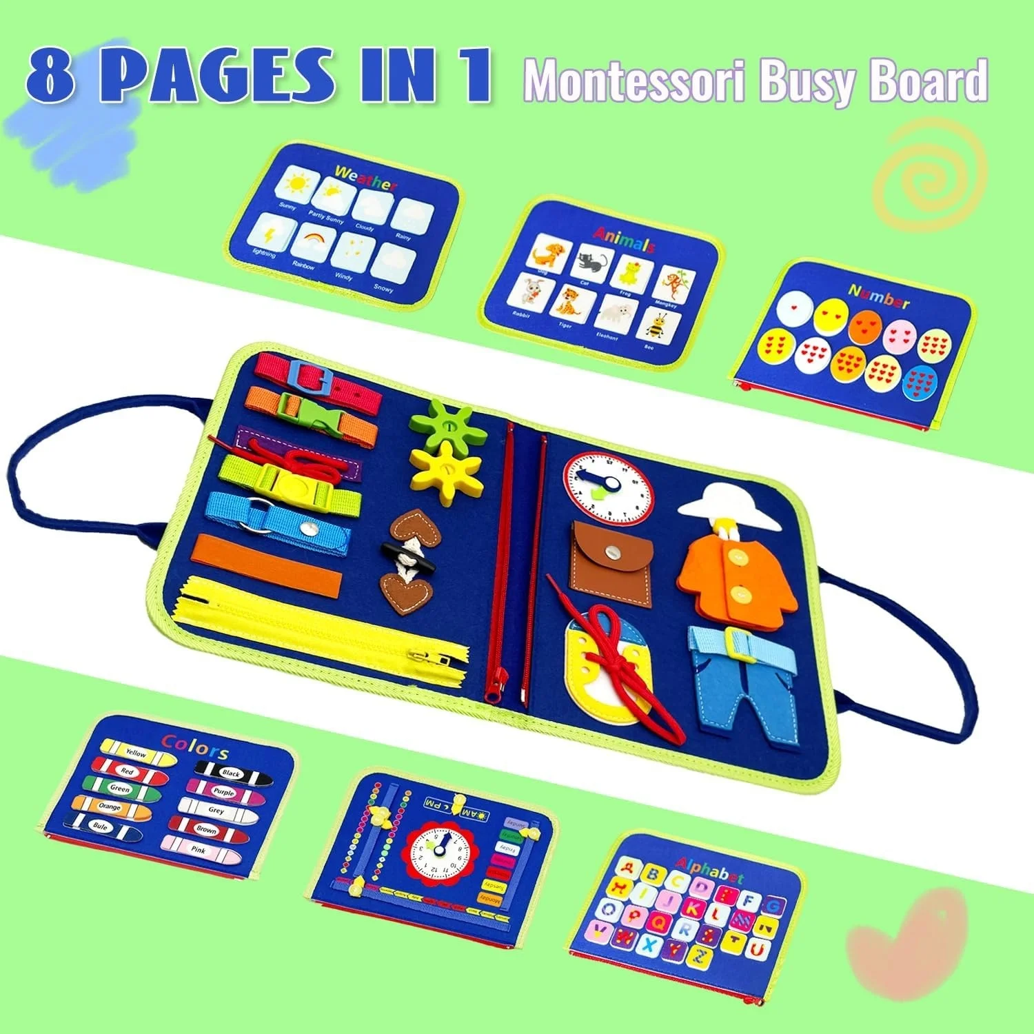 Dinosaur Felt Quiet Busy Board for Toddlers, Life Skill Activity Book. Educational - Image 5