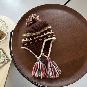 Winter  Children's Knitted Hats girls and boys, with Ear Protection - Thumbnail Image 5